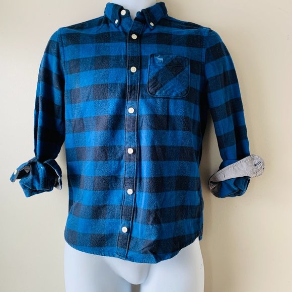 🇺🇸 ABERCROMBIE KIDS flannel buffalo shirt 13/14 - Picture 3 of 15